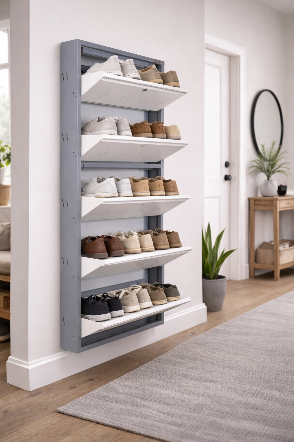 JootaRack wall mounted metal shoe rack with 5 shelves for Indian home