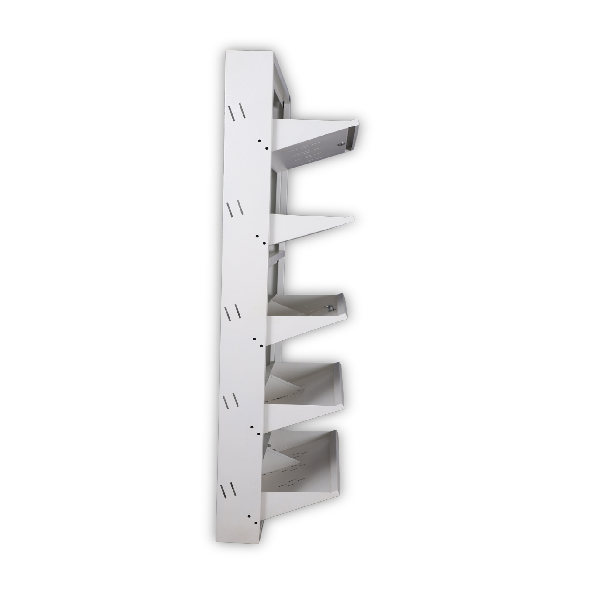 Complete white 5x30 inch wall mounted metal shoe rack by JootaRack for Indian homes