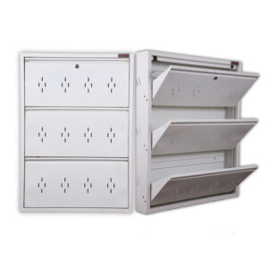 Wall mounted shoe rack 3 level all white metal shoe rack for home