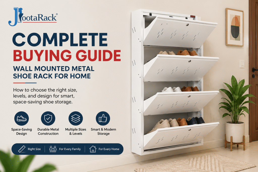 Wall mounted metal shoe rack for home